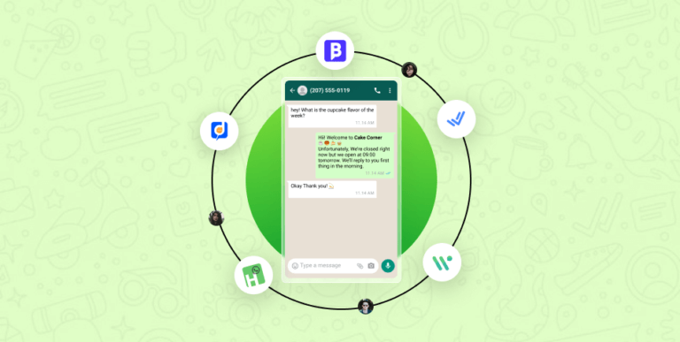 The best Whatsapp marketing software - a green circle with different icons on it.