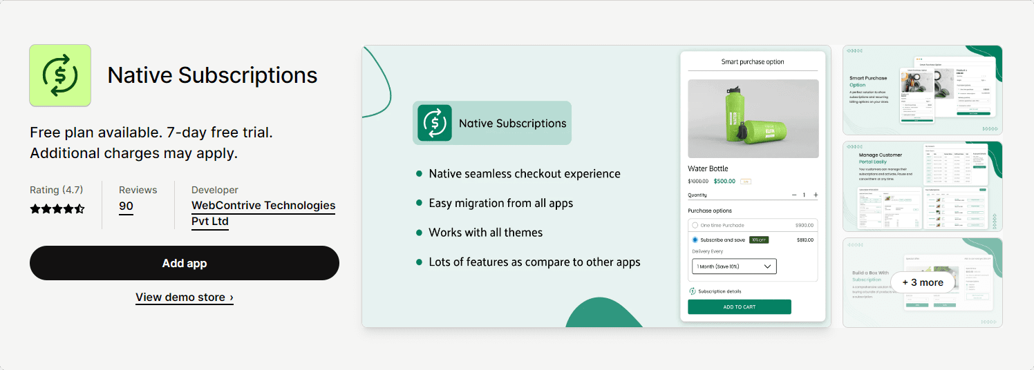 Native shopify subscription app
