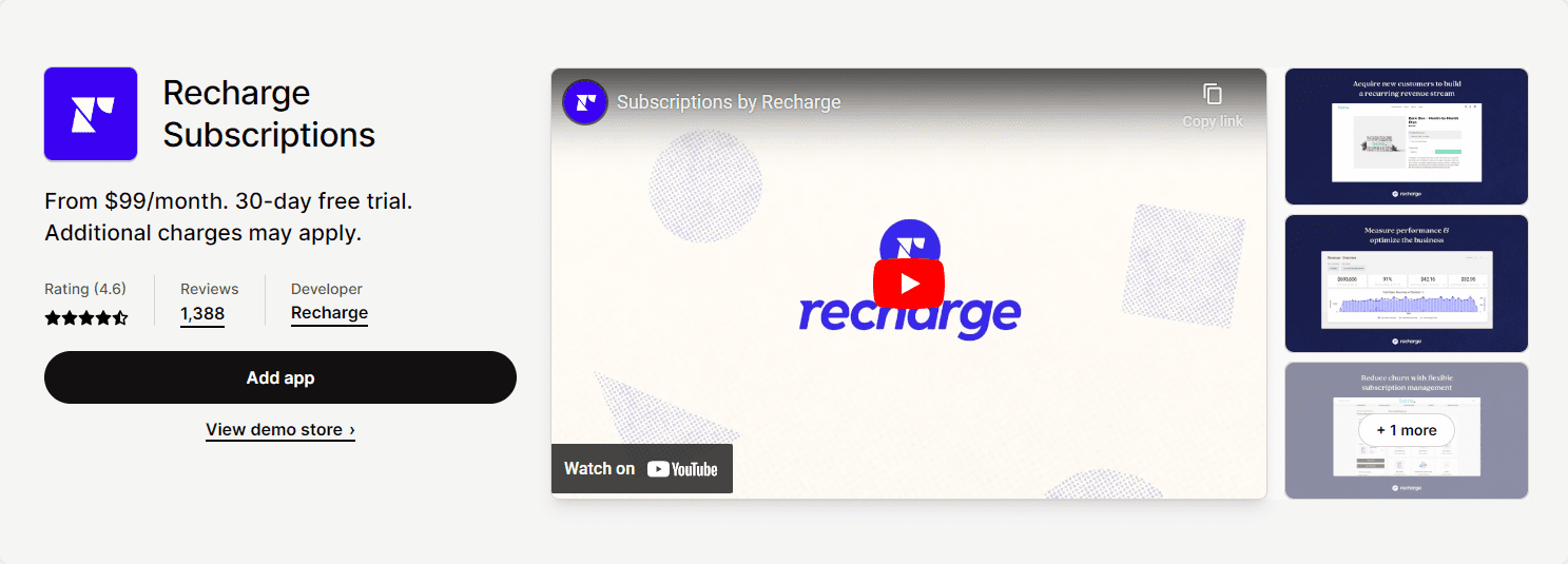 Recharge shopify subscription app