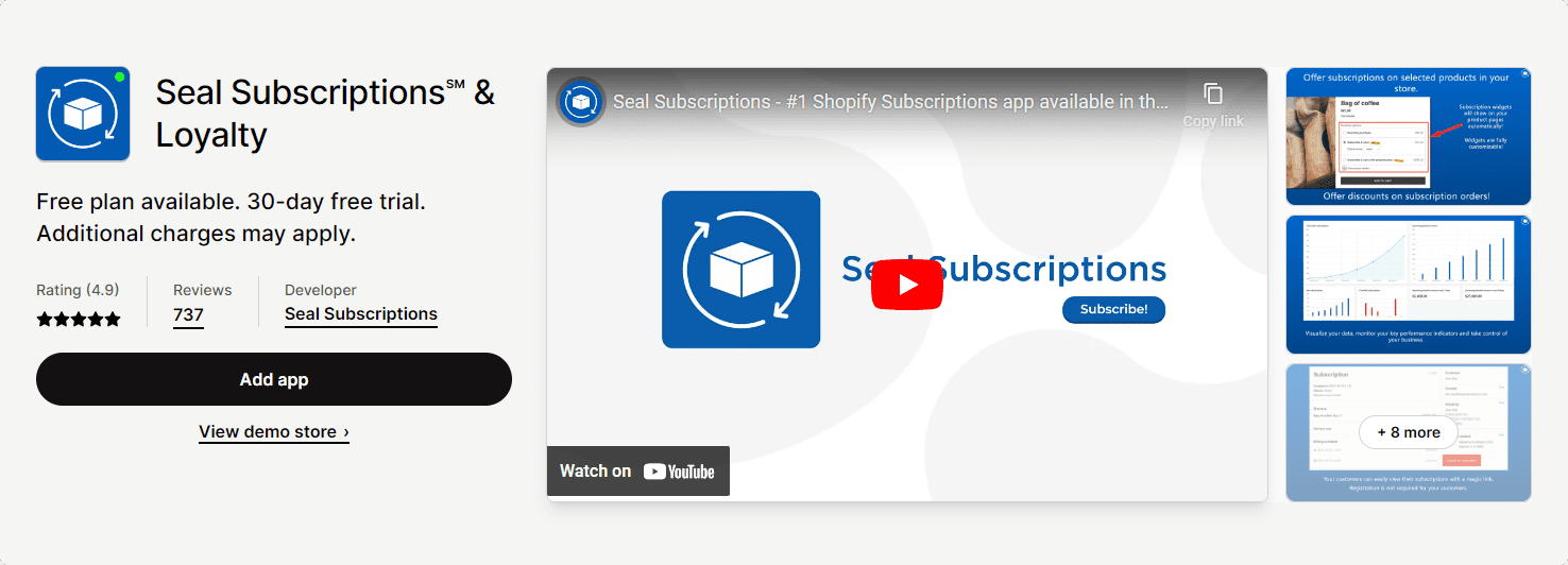 Seal subcription and loyalty shopify subscription app