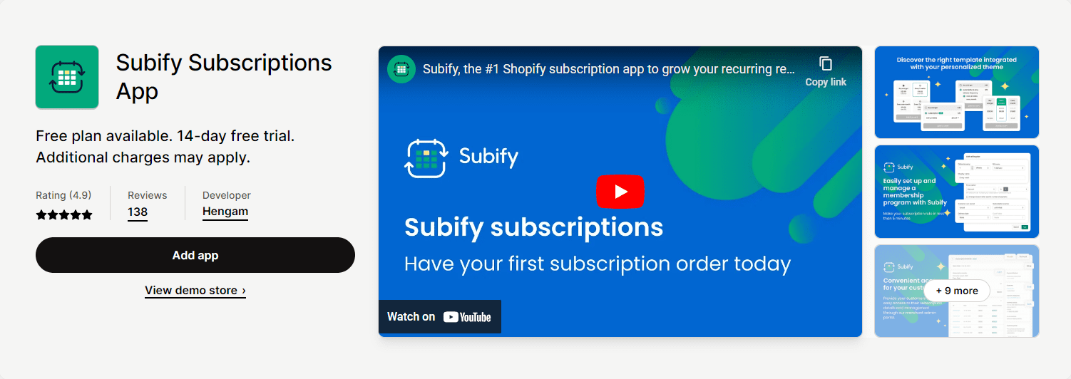 Subify shopify subscription app