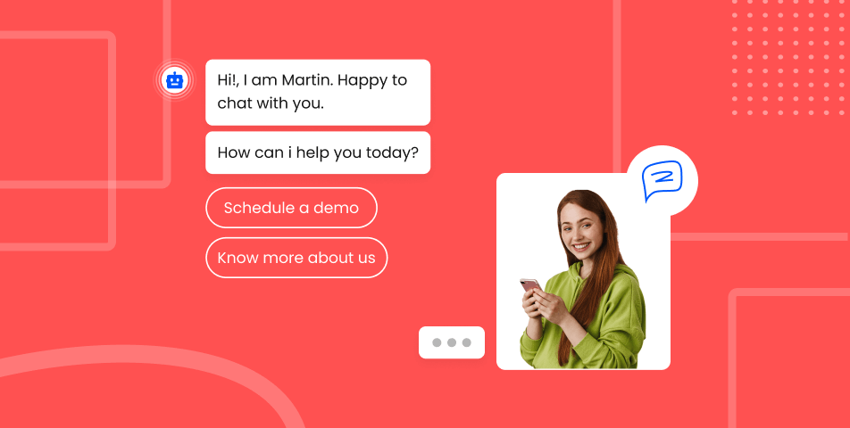 A website chatbot with a woman talking on a phone.