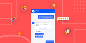 A mobile app with a Chatbot and a smiley face.