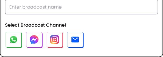 A screenshot of a marketing app that allows you to select a broadcast channel.