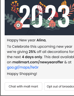 A marketing email with a happy new year message.