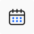 A calendar icon on a white background with a slack live chat integration.