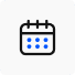 A calendar icon on a white background with a slack live chat integration.
