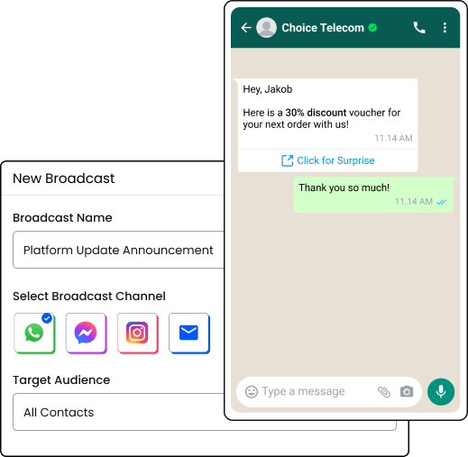 A screenshot of whatsapp's new broadcast channel for ecommerce.