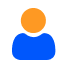A blue and orange person icon on a white background for whatsapp ecommerce.