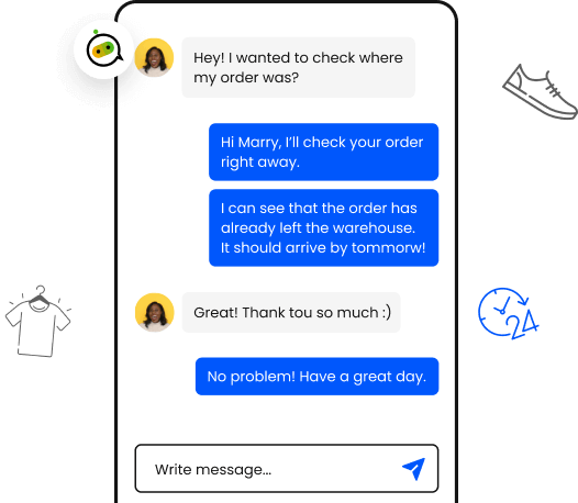 A retail chatbot screenshot displaying a customer's message.