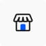 A blue and black icon with a house on it, perfect for your shopify help desk.
