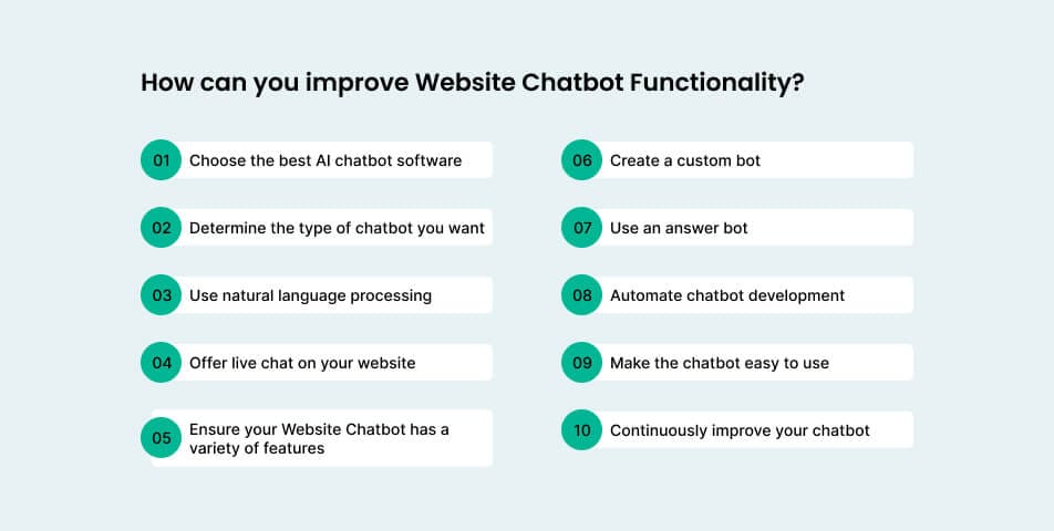 How can you improve website chatbot functionality?