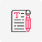 An icon of a paper with a pen on it, symbolizing the help desk's user-friendly features.