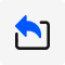 A blue arrow pointing upwards on a white square, designed for help desk features.