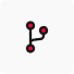 A black and red icon with a red dot in the middle, representing a no code ai chatbot.