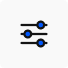 A blue icon with three lines on it, representing a no code ai chatbot.