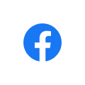 A blue and white Facebook logo on a white background.