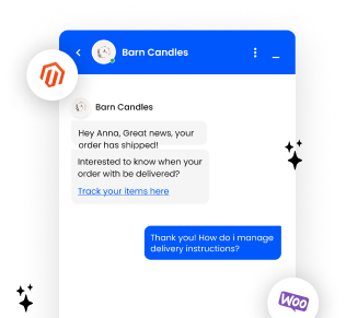 An ecommerce mobile app with a text message that says,'born candles'.