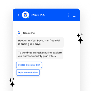 A mobile app with a text message for saas customer support.