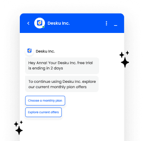 A mobile app with a text message for saas customer support.