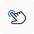 An icon of a hand pointing at a button, designed with ai automation.