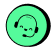A green circle with a headphone icon, created with the help of ai automation.