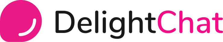 Delight chat logo on a black background. (keywords: delight chat)