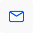 An ai-powered blue email icon on a white background.