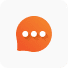 An orange icon with a speech bubble on it, representing ai automation.
