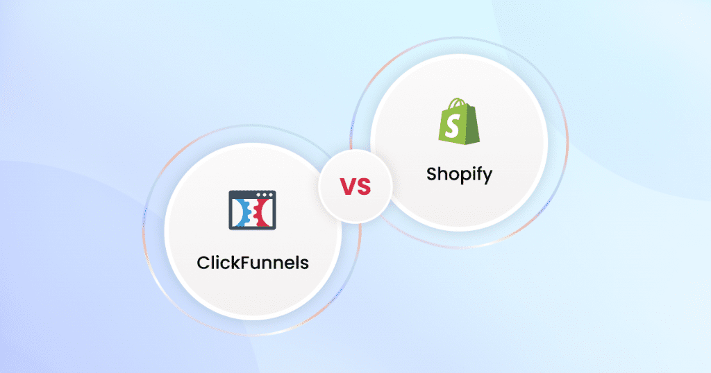 Two icons showcasing the comparison of ClickFunnels vs Shopify.