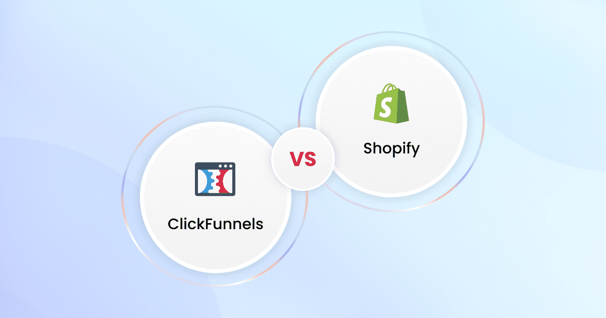 Two icons showcasing the comparison of ClickFunnels vs Shopify.