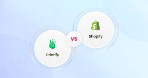 Two circles comparing Printify and Shopify.