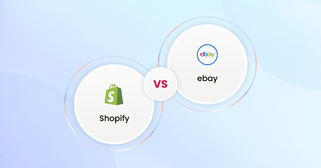 A visual clash between Shopify and eBay logos.
