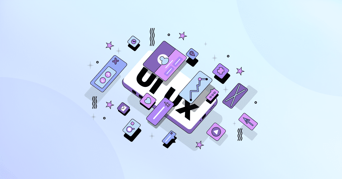 A visually appealing isometric image of the word uix on a blue background, highlighting the importance of UI/UX in a customer service software.