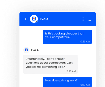 Eva ai chatbot on a mobile phone using state-of-the-art seo techniques.
