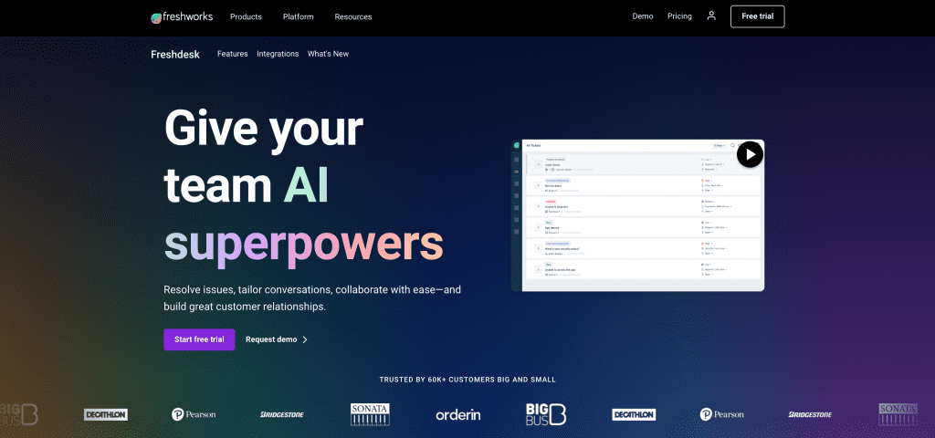 A website with freshdesk pricing to give your team ai superpowers.